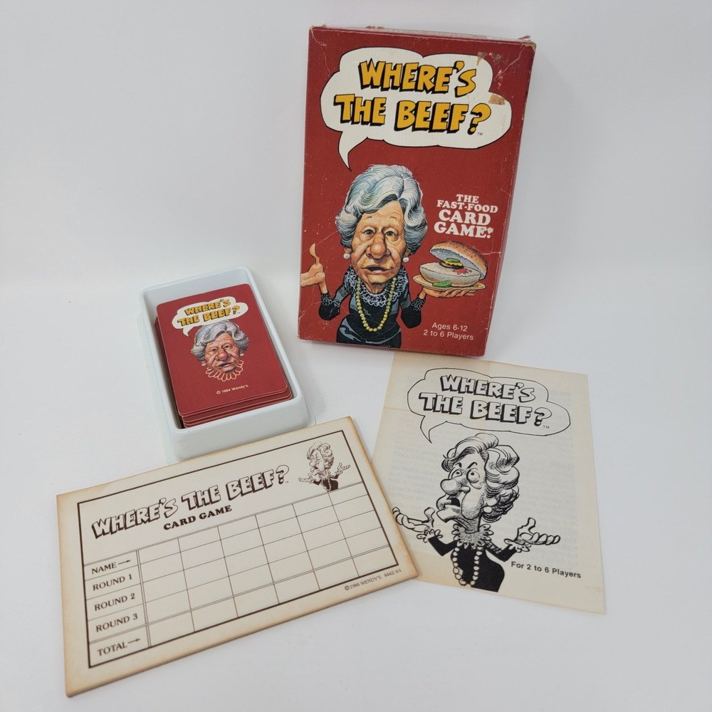Vintage 1984 Where's The Beef Wendy's Fast Food Card Game - Milton Bradley